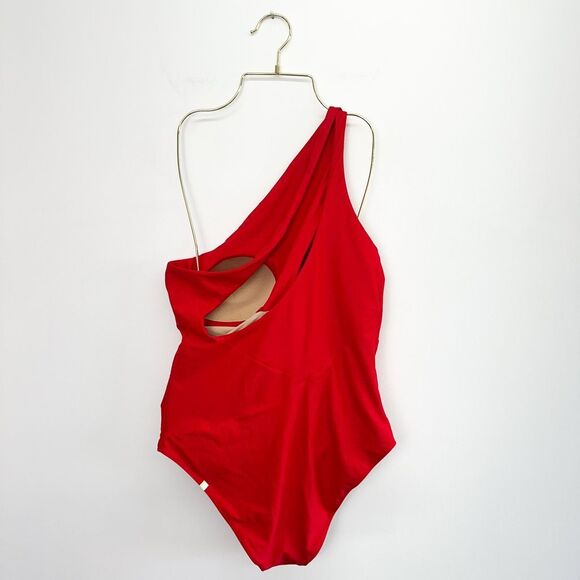 Summersalt Women’s The Ruched Sidestroke Bright Vibrant Red One Piece Swimsuit - Picture 3 of 5